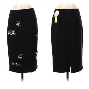 NWT Catherine Malandrino Black Embellished Sequins Rhinestones Pencil Skirt 4